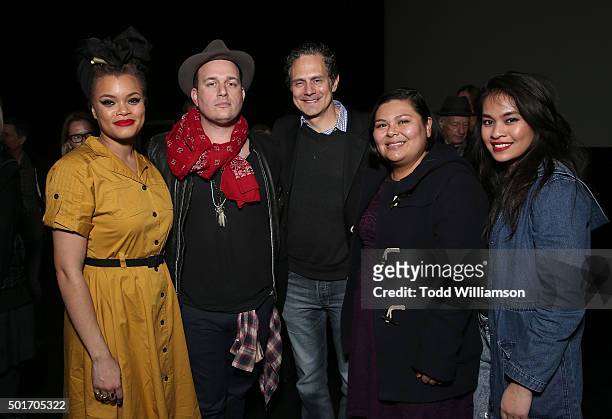 Andra Day, Composer J. Ralph with ASCAP's Mike Todd, Yvette Martinez and Alyssa Quijano attend a Celebration of MERU Screening And Reception at RED...