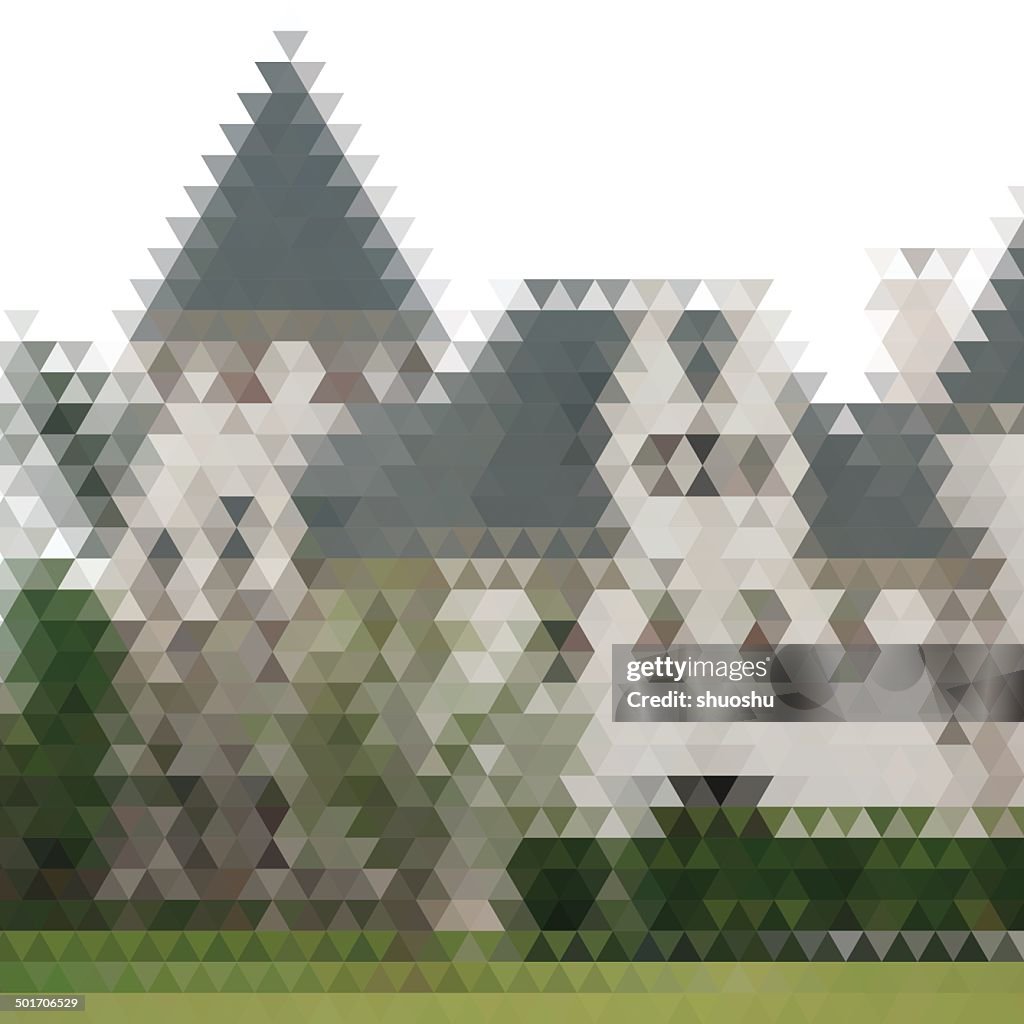 Abstract Color Triangle Style Castle Building Pattern Background High ...