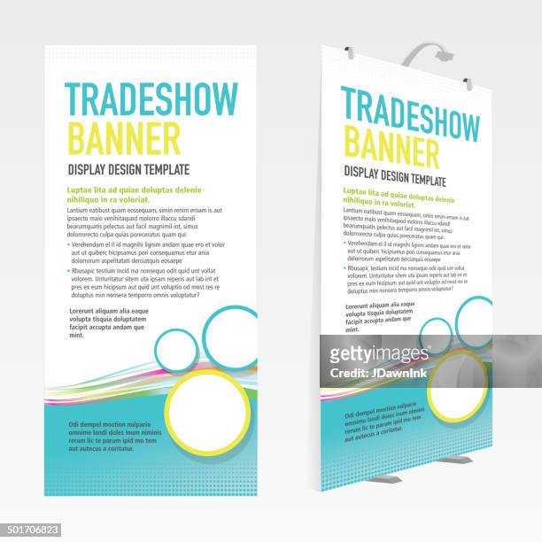 handelsmesse banner set, blau und hellem grün template-design - messe stand stock-grafiken, -clipart, -cartoons und -symbole