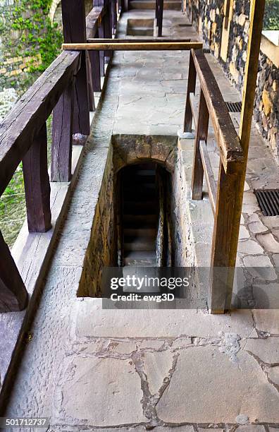 entrance to the dungeon - fortress gate and staircases bildbanksfoton och bilder