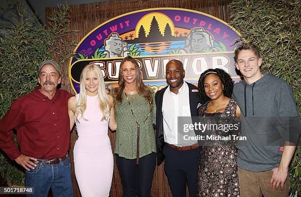 Keith Nale, Kelley Wentworth, Kimmi Kappenberg, Jeremy Collins, Latasha 'Tasha' Fox and Spencer Bledsoe attend the CBS's "Survivor: Cambodia - Second...