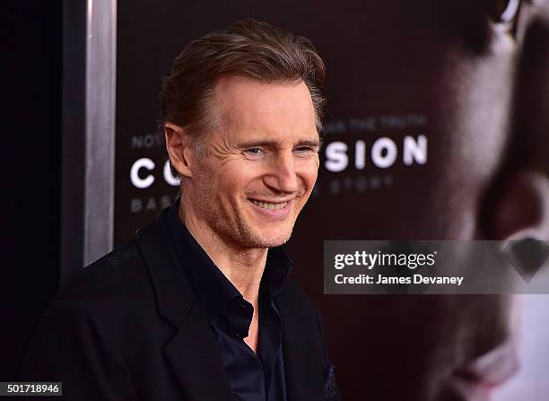 Liam Neeson attends the "Concussion" premiere at AMC Loews Lincoln Square on December 16, 2015 in New York City.