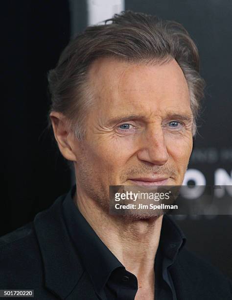 Actor Liam Neeson attends the "Concussion" New York premiere at AMC Loews Lincoln Square on December 16, 2015 in New York City.