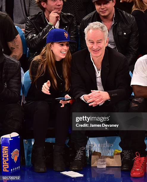 Anna McEnroe and John McEnroe attend the Minnesota Timberwolves vs New York Knicks game at Madison Square Garden on December 16, 2015 in New York...