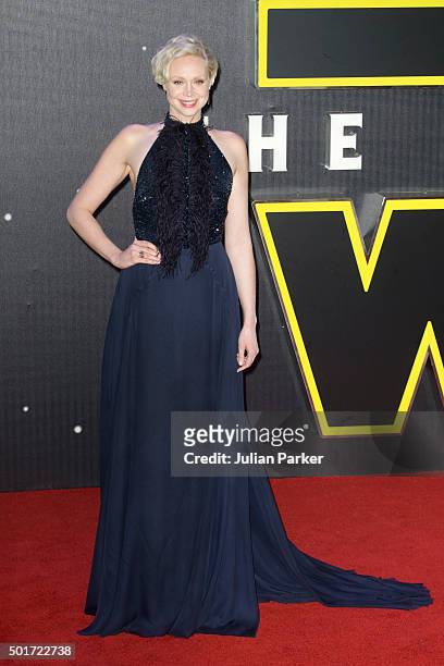 Gwendoline Christie attends the European Premiere of 'Star Wars: The Force Awakens' at Leicester Square on December 16, 2015 in London, England.