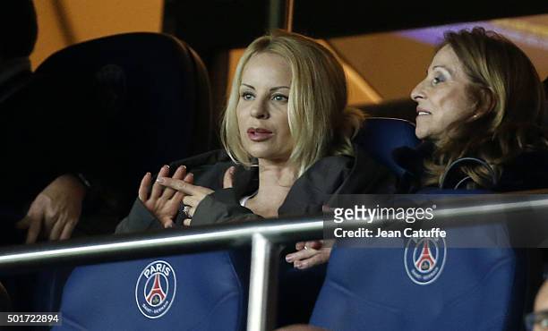 Helena Seger, wife of Zlatan Ibrahimovic attends the French League Cup match between Paris Saint-Germain and AS Saint-Etienne at Parc des Princes...