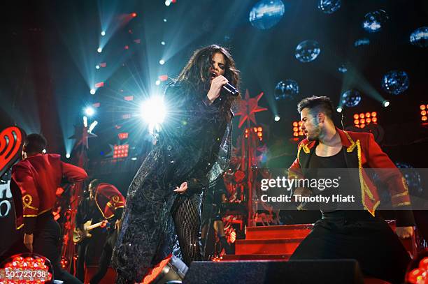 Singer Selena Gomez performs onstage during 103.5 KISS FM's Jingle Ball 2015 presented by Capital One at Allstate Arena on December 16, 2015 in...