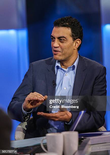 Emil Michael, senior vice president of Uber Technologies Inc., speaks during a Bloomberg television interview in New York, U.S., on Thursday, Dec....