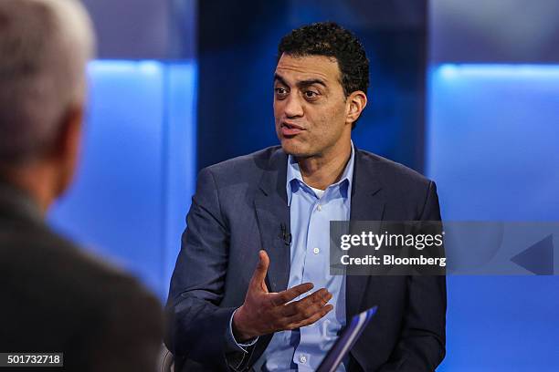 Emil Michael, senior vice president of Uber Technologies Inc., speaks during a Bloomberg television interview in New York, U.S., on Thursday, Dec....