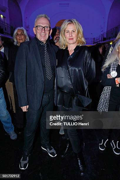 At the evening of the Association The Friends ICCARE by Maison Jean-Paul Gaultier, Jean-Paul Gautier and Christine BergstrÃ¶m are photographed for...