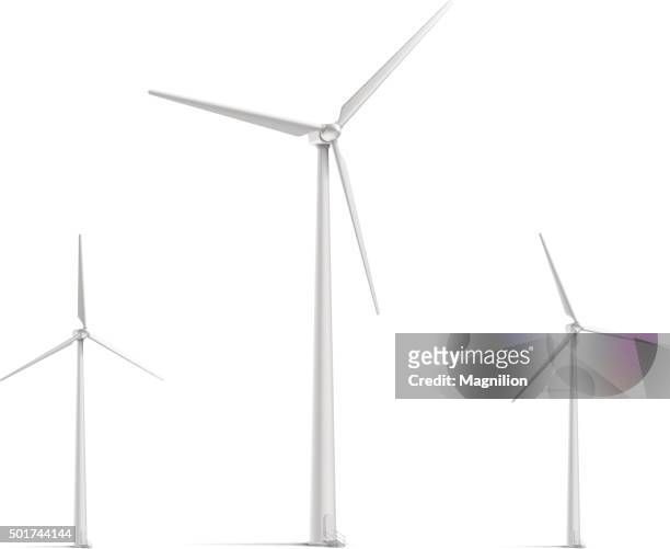 wind turbine set - plain background stock illustrations