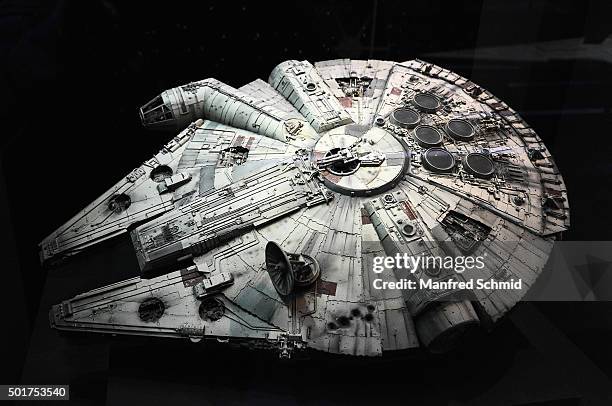 Millennium Falcon' is on display in the 'STAR WARS Identities' exhibition press conference & photo call at MAK on December 17, 2015 in Vienna,...