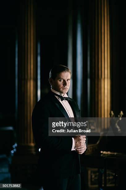 On set during the production of the last series of Downton Abbey with Allen Leech as Tom Branson photographed for Variety magazine on July 3, 2015 in...