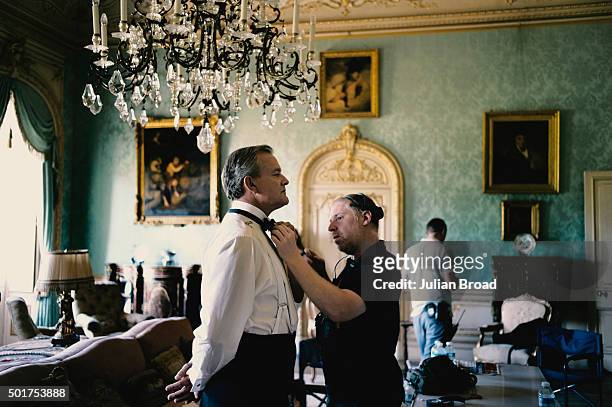 On set during the production of the last series of Downton Abbey with Hugh Bonneville as Robert Crawley photographed for Variety magazine on July 3,...