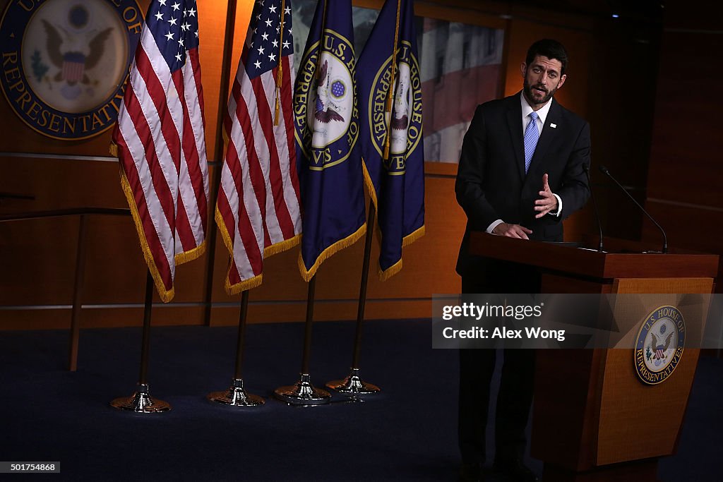 House Speaker Paul Ryan Holds Press Briefing At The Capitol