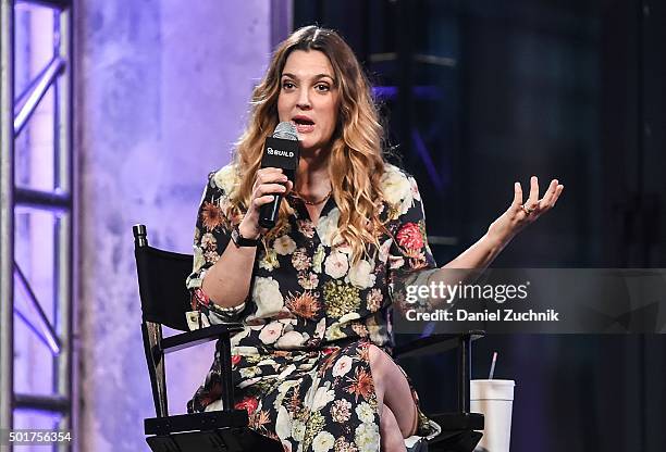 Actress Drew Barrymore attends AOL Build to discuss her new book 'Wildflower' at AOL Studios on December 17, 2015 in New York City.