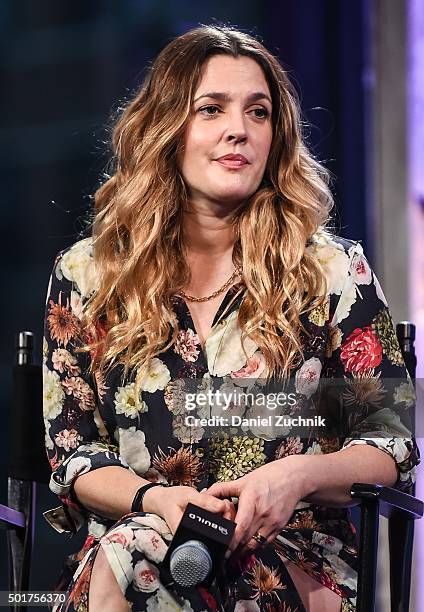 Actress Drew Barrymore attends AOL Build to discuss her new book 'Wildflower' at AOL Studios on December 17, 2015 in New York City.