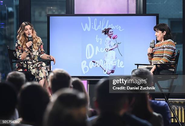 Actress Drew Barrymore attends AOL Build to discuss her new book 'Wildflower' at AOL Studios on December 17, 2015 in New York City.