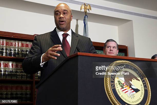 Robert Capers, U.S. Attorney for the Eastern District, speaks at a news conference in Brooklyn after the arrest of former hedge fund manager Martin...