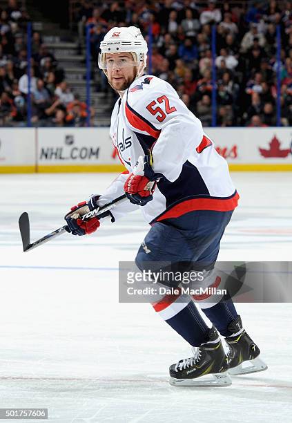 Mike Green of the Washington Capitals plays in the game against the Edmonton Oilers at Rexall Place on October 22, 2014 in Edmonton, Alberta, Canada.