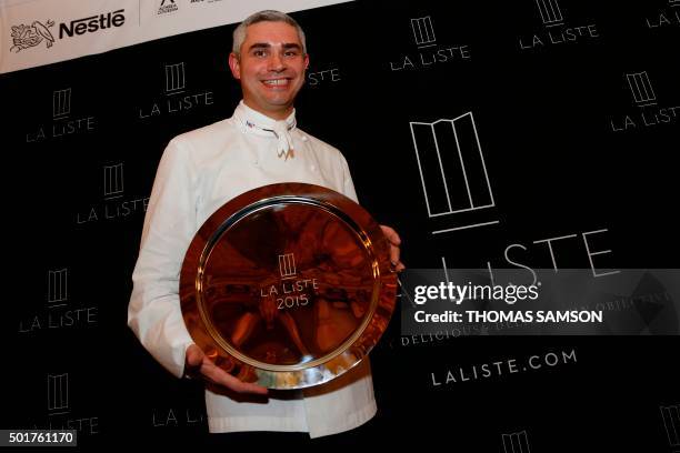 Benoit Violier, chef of the Restaurant de l'Hôtel de Ville, poses for a photo after been awarded First restaurant of La Liste Award in Paris on...