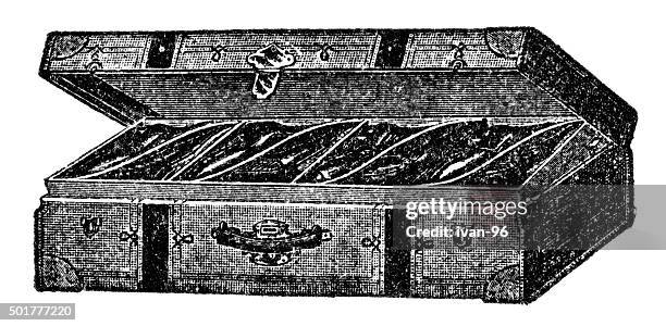 vintage suitcase - hamper isolated stock illustrations