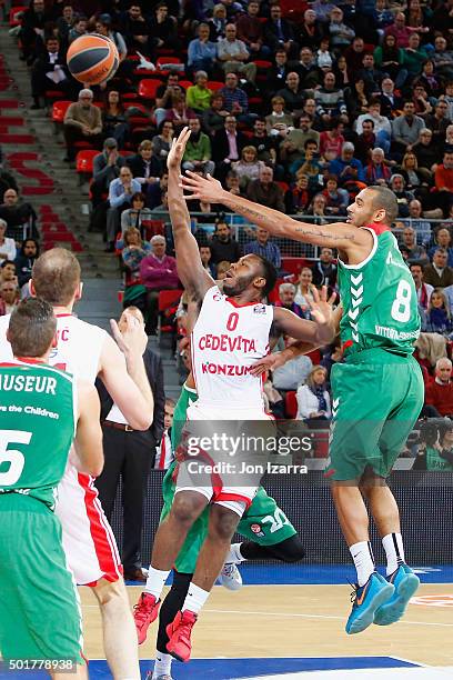 Jacob Pullen, #0 of Cedevita Zagreb in action during the Turkish Airlines Euroleague Basketball Regular Season Round 10 game between Laboral Kutxa...