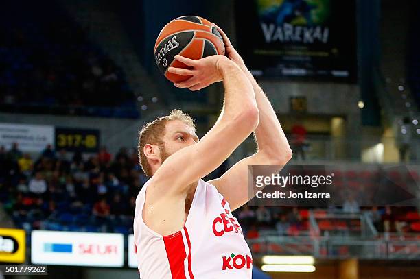 Luka Zoric, #21 of Cedevita Zagreb in action during the Turkish Airlines Euroleague Basketball Regular Season Round 10 game between Laboral Kutxa...