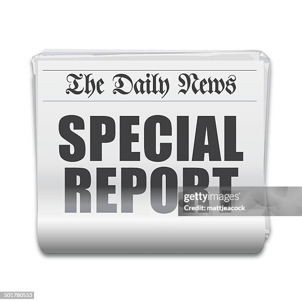 special report headline - broadsheet stock illustrations
