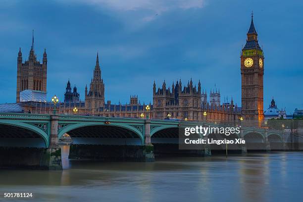 houses of parliament and westminster bridge at dusk - big ben london stock pictures, royalty-free photos & images