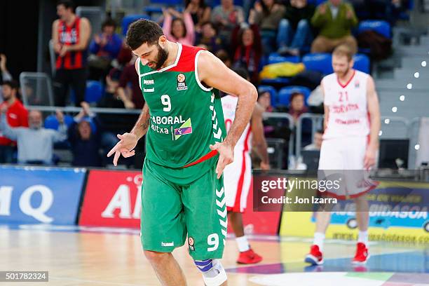 Ioannis Bourousis, #9 of Laboral Kutxa Vitoria Gasteiz in action during the Turkish Airlines Euroleague Basketball Regular Season Round 10 game...