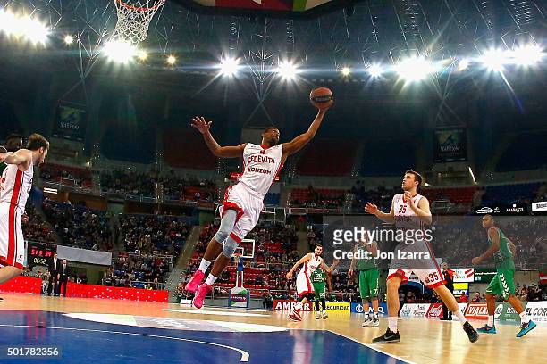 James White, #4 of Cedevita Zagreb in action during the Turkish Airlines Euroleague Basketball Regular Season Round 10 game between Laboral Kutxa...