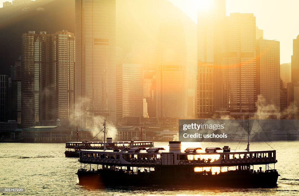 The Star Ferry's Harbour over Victoria Harbour, Hong Kong, China