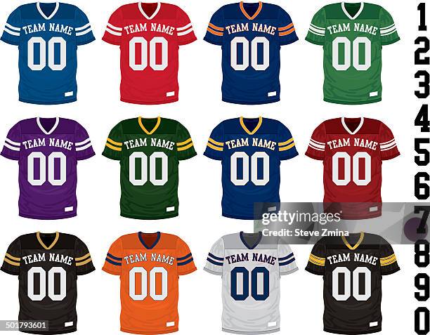 stockillustraties, clipart, cartoons en iconen met football jersey collection - american football speler