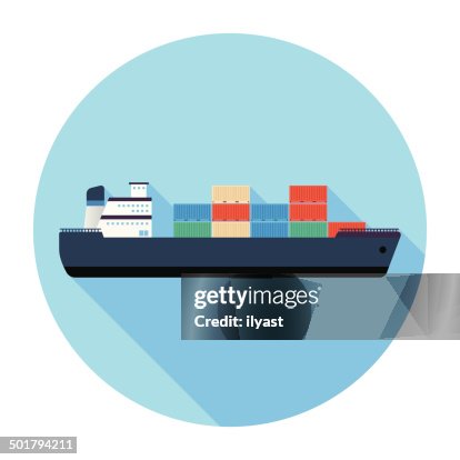 Flat Cargo Ship Icon Flat Cargo Ship Icon