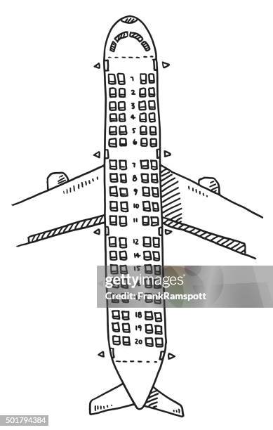 airplane seats overhead view drawing - vehicle seat stock illustrations