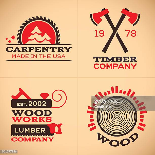 wood working and carpentry symbols and icons - cutting stock illustrations