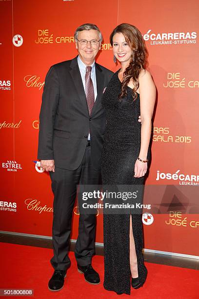 Wolfgang Bosbach and his daughter Caroline Bosbach attends the 21th Annual Jose Carreras Gala at Hotel Estrel on December 17, 2015 in Berlin, Germany.