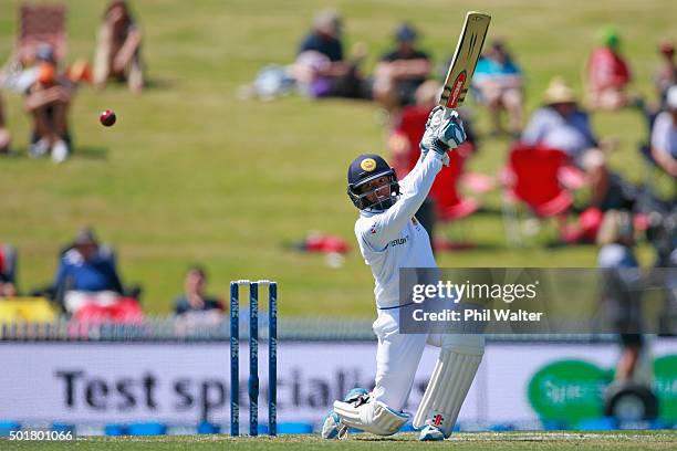 Kusal Mendis of Sri Lanka bats during day one of the Second Test match between New Zealand and Sri Lanka at Seddon Park on December 18, 2015 in...