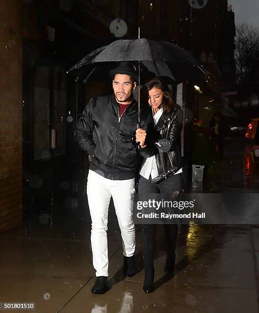 Lucy Mecklenburgh and Louis Smith arrived at a Broadway Play "Wicked" on December 17, 2015 in New York City.