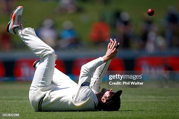 Kane Williamson of New Zealand fields the ball during day one of the Second Test match between New Zealand and Sri Lanka at Seddon Park on December...
