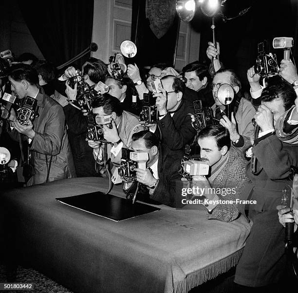 American Singer Paul Anka s Wedding With Anne De Zogheb At Paris' 16th Arrondissement Town Hall, in Paris, France, on February 16, 1963.