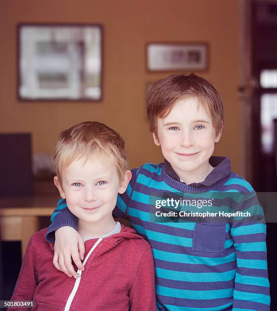 two young brothers - six year old stock pictures, royalty-free photos & images