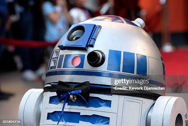 Star Wars character R2-D2 droid brings the wedding rings during the Star Wars-themed wedding of Andrew Porters and Caroline Ritter of Australia in...