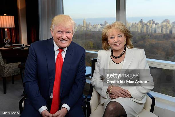 Walt Disney Television via Getty Images NEWS - Barbara Walters speaks to Republican Presidential candidate Donald Trump in New York City, for her...