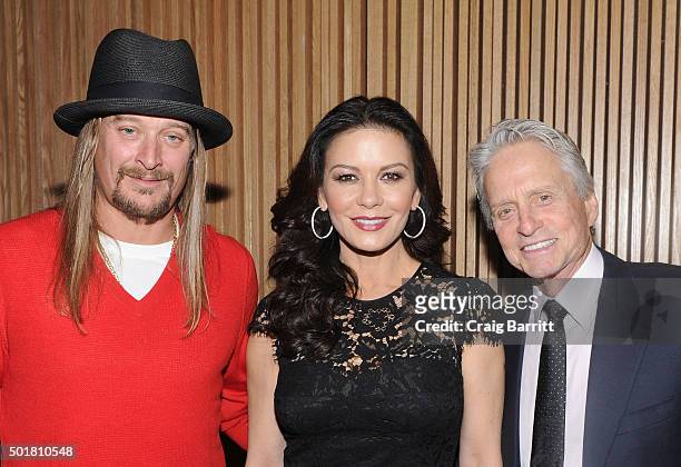 Kid Rock, Catherine Zeta-Jones and Michael Douglas attend the opening of the Mica and Ahmet Ertegun Atrium at Jazz at Lincoln Center on December 17,...