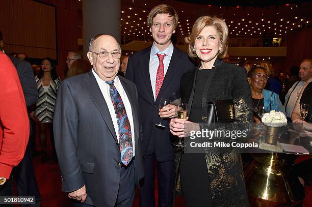 Robert J. Appel and Christine Baranski attend the opening of the Mica and Ahmet Ertegun Atrium at Jazz at Lincoln Center on December 17, 2015 in New...