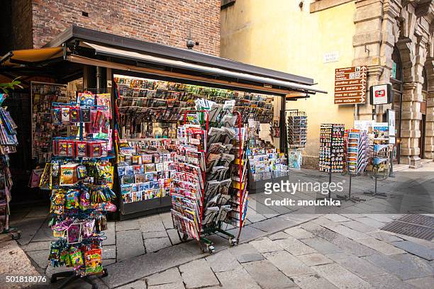 newsstand on verona street, italy - tidningsstånd bildbanksfoton och bilder