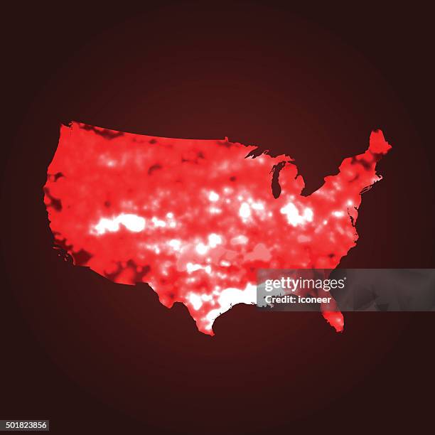 usa map global warming on red background - heat map stock illustrations