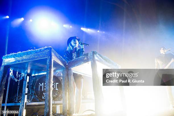 Emily Haines of Metric performs on stage at the Radio 105.7 Holiday Spectacular at The Tabernacle on December 17, 2015 in Atlanta, Georgia.